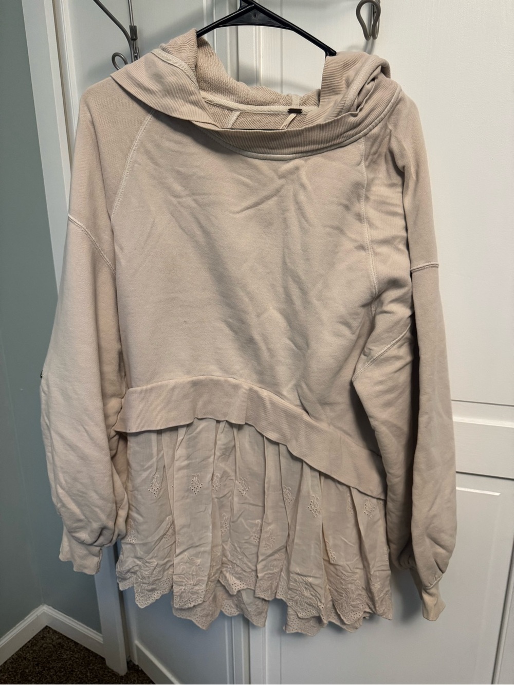 Free People Beige Layered Cowl Pullover